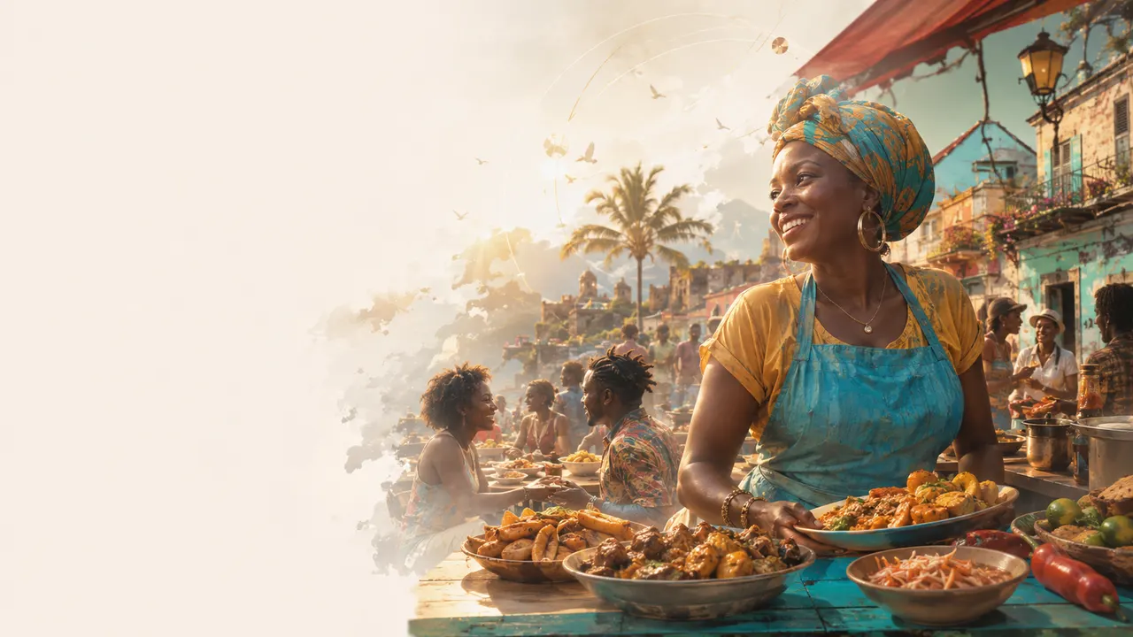 Le stand Manje Lakay au soleil, plats haïtiens et sourires